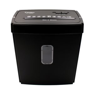 Niszczarka Verotech VS-1008CC niszczy 8 arkuszy, karty i płyty CD. Poziom bezpieczeństwa DIN P-4. Idealna do małego biura i domu.