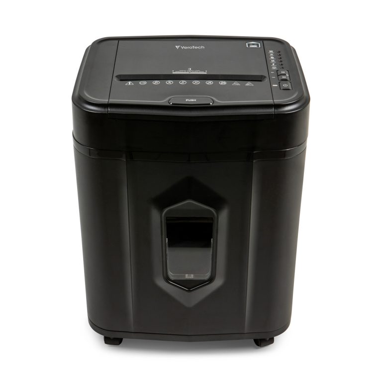 Verotech VS-120AF z automatycznym podajnikiem niszczy 120 arkuszy w cyklu. Cicha, wydajna, z poziomem bezpieczeństwa DIN P-4, idealna do biura.