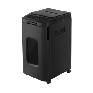 Verotech VS-405AF niszczy 400 arkuszy w cyklu, tnie w standardzie P-5 na mikrościnki 2×12 mm. Cicha, wydajna, kosz 55 L, 5 lat gwarancji.